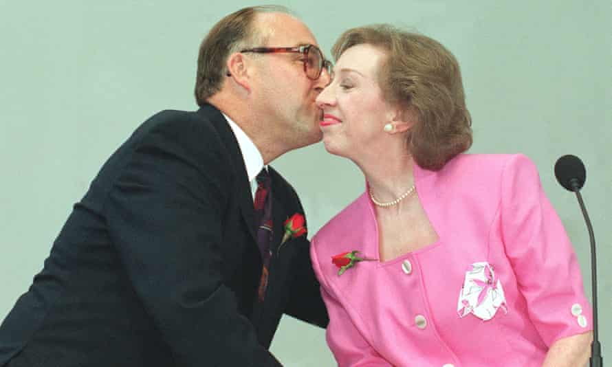 John Smith embraces his deputy, Margaret Beckett, after his sweeping victory in the Labour leadership contest in 1992.