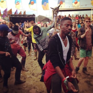 Dancing at Glastonbury in 2014