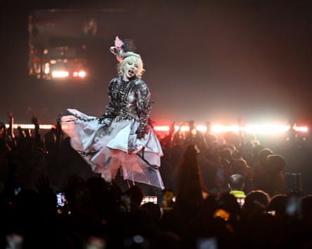 Lady Gaga performing in London last week.