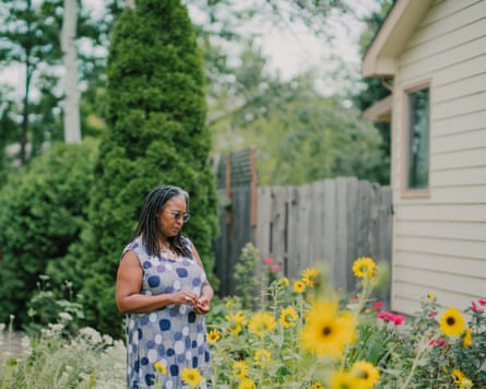 Camille Dungy in her garden in Fort Collins, Colorado.