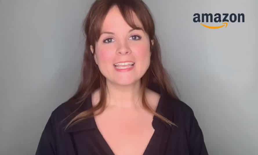A frame from Amazon's Blaire Erskine congratulatory message to Richard Branson.