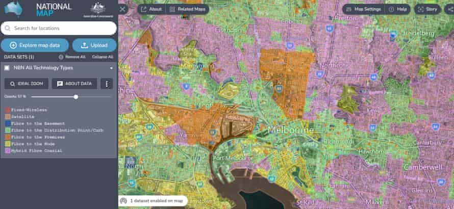Screenshot of NBN technology available in Melbourne