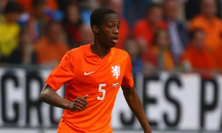 Terence Kongolo plays for Holland in a friendly against Ecuador.