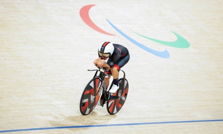 Great Britain’s Archie Atkinson gets used to the track at the Saint-Quentin-en-Yvelines Velodrome.