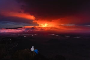The Mauna Loa volcano erupts on the island of Hawaii, US