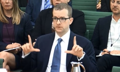 A videograb of Facebook’s Mike Schroepfer giving evidence to the Digital, Culture, Media and Sport committee.