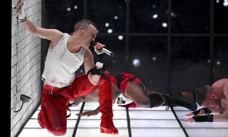 Britain’s Eurovision entry, Olly Alexander, during a dress rehearsal for the semi-final of Eurovision in Malmo, Sweden, 6 May 2024.