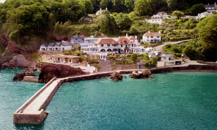 Aerial veiw of the Cary Arms on the water, Babbacombe Beach, Torquay