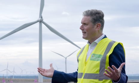 Starmer during a visit to Whitelees windfarm in Eaglesham, Scotland, in August.