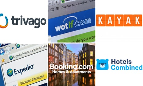 A composite of online booking sites