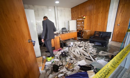 Damage caused by radical supporters of Jair Bolsonaro at the presidential palace in Brasília, Brazil.