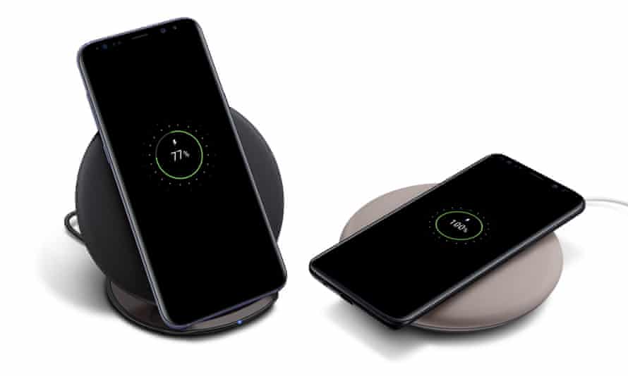 Samsung’s Galaxy S8 on a wireless charger.