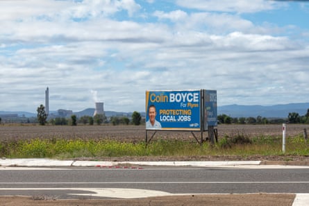 Advertising for Colin Boyce, the LNP member for Flynn, on the road outside of Biloela in Queensland.