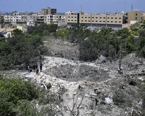 Damage following an Israeli airstrike on the town of Burj al-Shamali, east of the city of Tyre in southern Lebanon, despite the existing ceasefire and ongoing negotiations, on 6 August.