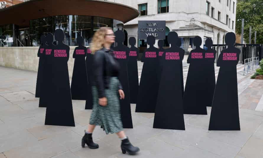 A campaign outside Scotland Yard highlighting the issue of violence against women