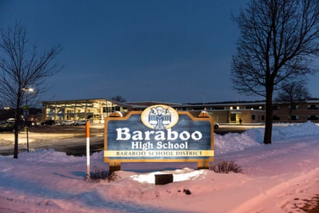 Baraboo high school in Baraboo, Wisconsin, is seen at sunrise 3 January 2019. A photo of boys from the school giving what appears to be a Nazi salute before prom went viral.