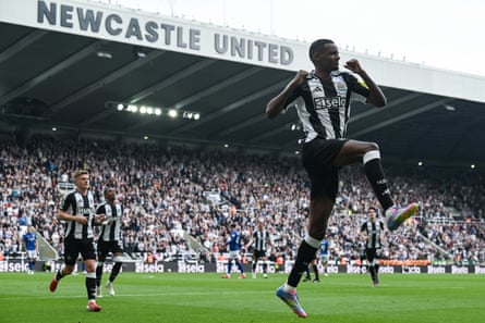 Alexander Isak celebrates a goal