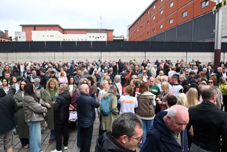 gathered outside Belfast high court on Saturday 26 September awaiting the decision by Mrs Justice Smyth over the planned Garvaghy Road March