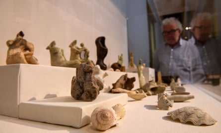 Henry Moore miniature sculptures on display