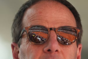 Court Simonne-Mathieu is reflected in a spectator’s sunglasses as he watches the first round match between Taylor Fritz and Daniel Altmaier