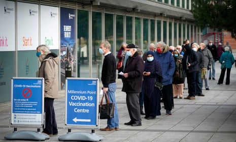 People queue for Covid jabs