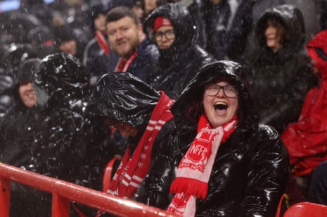 Nottingham Forest fans react inside the stadium during the match.