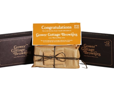 Three boxes of Gower Cottage Brownies.
