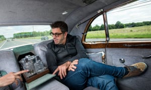 The two-time Sundance Grand Jury winner Eugene Jarecki inside Elvis Presley’s Rolls-Royce on its way to Atlantic City.