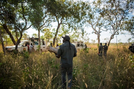 Wunggurr ranger Malcom transporte de l'écorce filandreuse récoltée du pays aux transporteurs de troupes