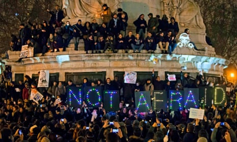 Vigil in Paris after the Charlie Hebdo attacks of January 2014