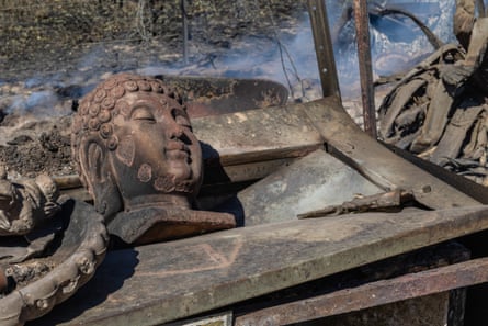 A destroyed house near the centre of Yarck in northern Victoria.