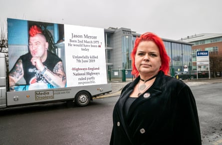 National Highways ruled partly responsible. She is in her 40s with bright scarlet hair and wears black; in the picture Jason has a scarlet mohican haircut and heavily tattooed arms; he wears a sleeveless punk T-shirt.