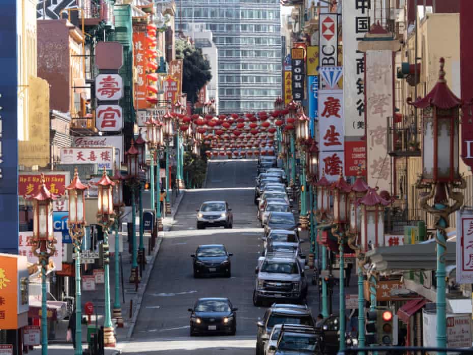 A nearly empty street in San Francisco’s Chinatown in March.