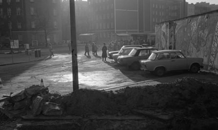East Berliners prepare to cross to the west, 1989.