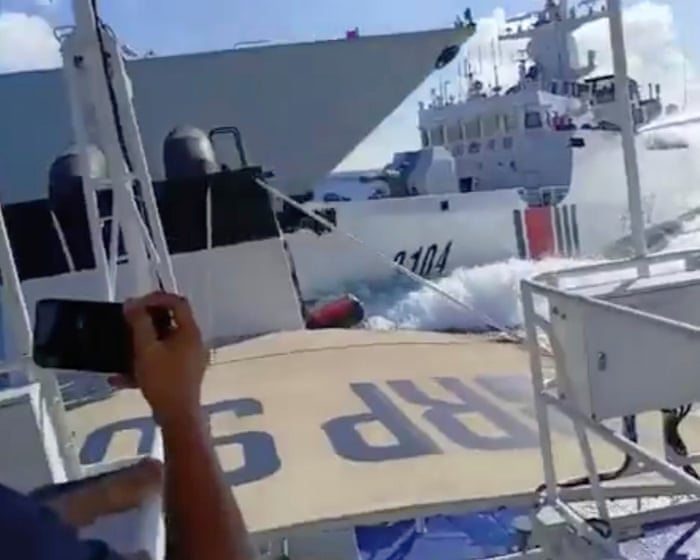 Chinese warship crashes into own coast guard vessel while chasing Philippines boat in South China Sea