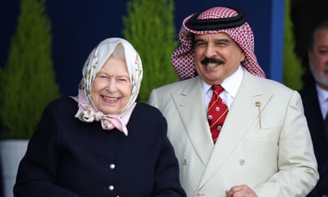Queen Elizabeth II with the King of Bahrain at the Royal Windsor horse show.
