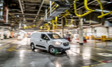 A Vauxhall Combo Electric drives off the end of Ellesmere Port's production line