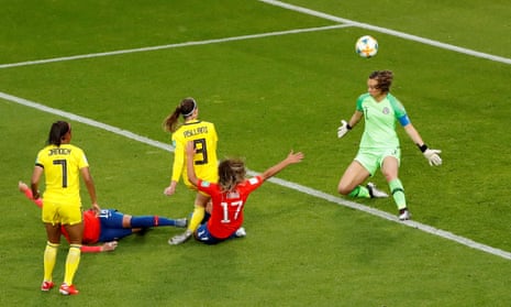 Kosovare Asllani of Sweden fires home from close range.