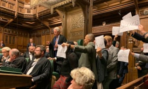 MPs protesting in the chamber against parliament's suspension.