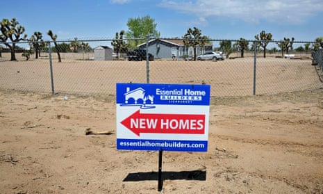 A sign for new homes in Hesperia, California. Last year, prospective homebuyers were looking at rates well below 3%.