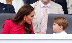 Royal, winner - Prince Louis sticking out his tongue at his mother, Catherine, Duchess of Cambridge, as they attend the platinum pageant on The Mall on 5 June 2022.