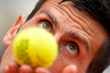 Serbia's Novak Djokovic serves.