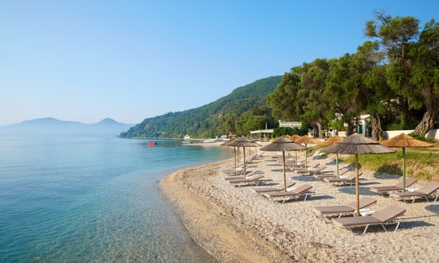 Sun, sea and scenery: the beach by the hotel.