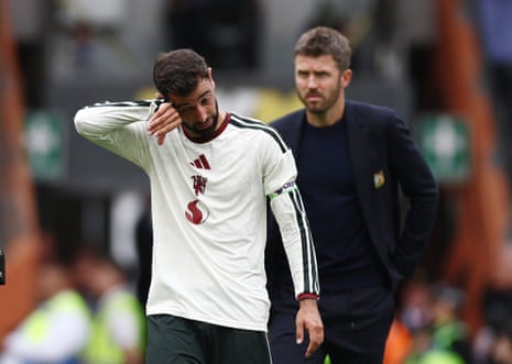 Familiar feeling? Bruno Fernandes looks dejected after the match.