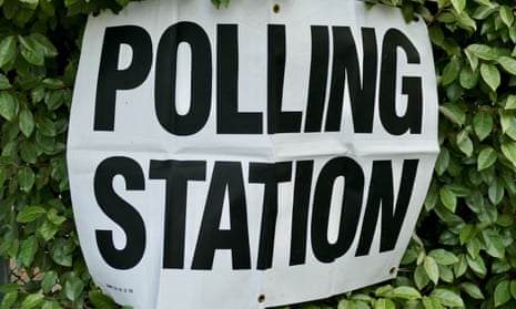 A sign for a polling station in Reading