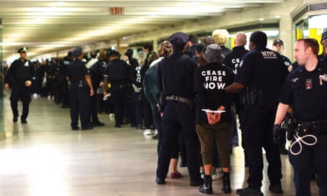 NYPD officers arrest protesters in Grand Central Station, New York City