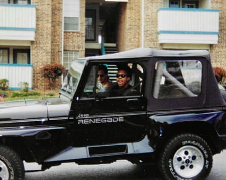 Michael Tait and Randall Crawford in Tait’s Jeep in 1995.