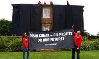 Greenpeace protesters drape giant oil-black fabric over Rishi Sunak’s mansion