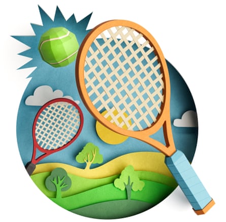 Illustration of tennis rackets and a tennis ball