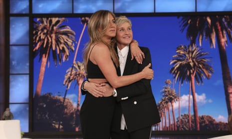 Ellen DeGeneres and Jennifer Aniston during the taping of the final show. 
